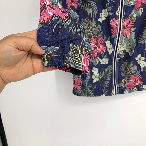 Bench floral navy windbreaker hooded full zip jacket size L (fits like small) - Picture 5 of 14